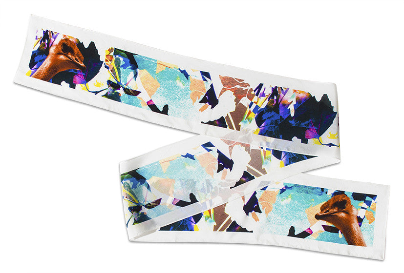 Rachel Zarkhosh SKINNY Ostrich scarf 100% Silk