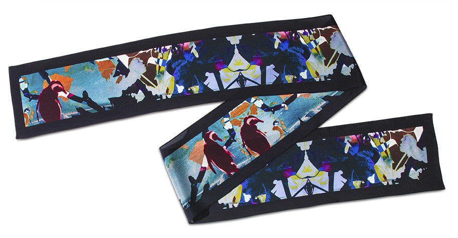 Rachel Zarkhosh SKINNY Penguin scarf 100% Silk
